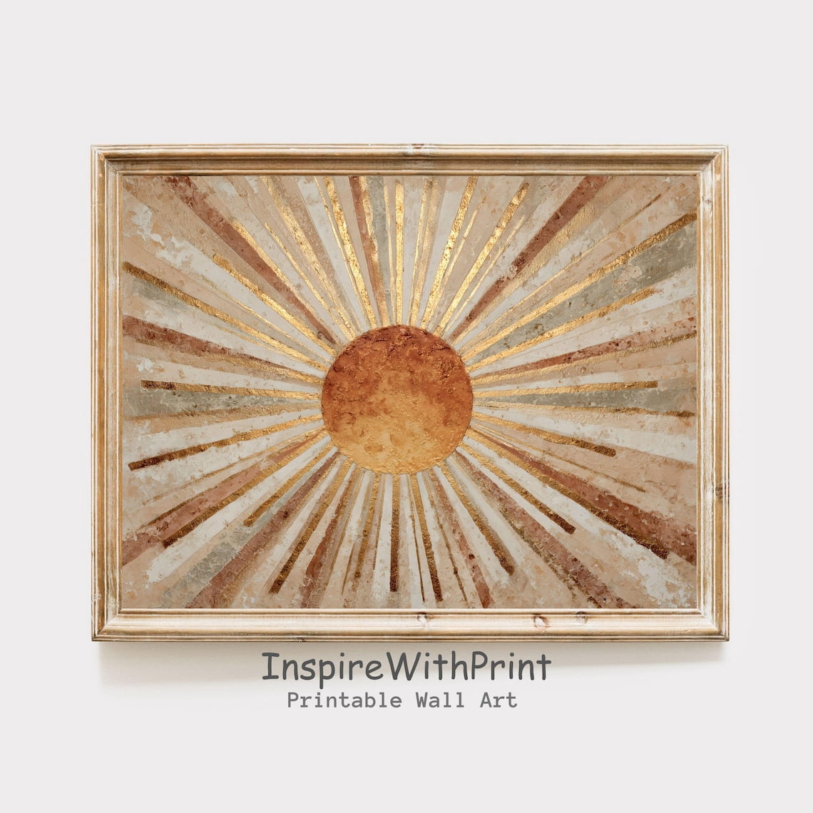 Boho Sun Print, Horizontal Sun Art Printable Abstract Sunrise Print ...
