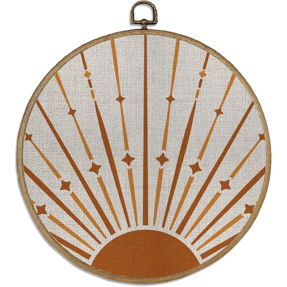 Boho Sun Round Wall Art 10" Sunshine Wall Framed Canvas Prints Art Walls Hanging Decor Boho Artwork for Walls Room Door Bedroom Living Room Porch diy