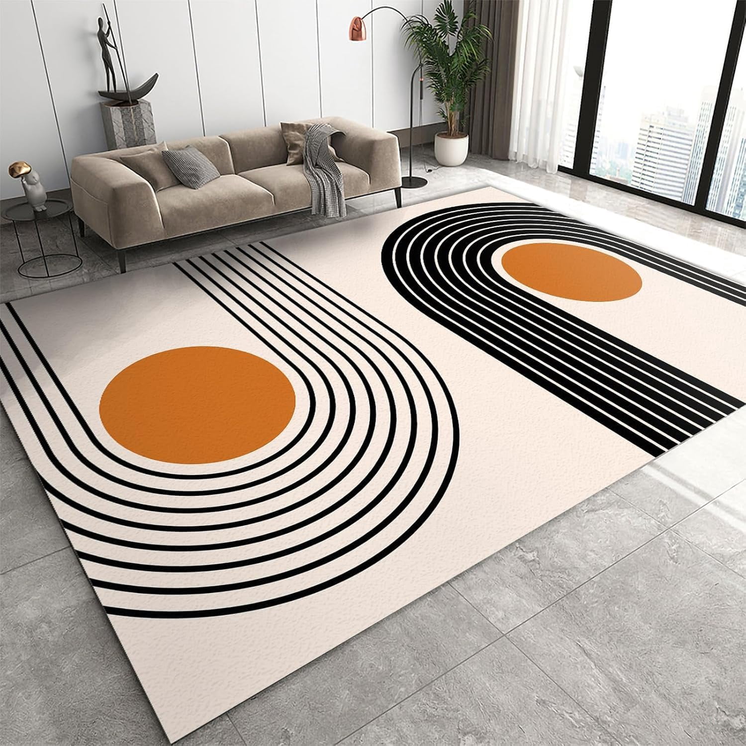 Modern Sun Rug Boho Sun Rug Modern Mid Century Rug for Bedroom Non Slip Foldable ...