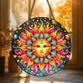 thumbnail image 1 of Boho Sun STAINED GLASS Suncatcher Ã¢â‚¬â€œ Vibrant Celestial Sun Face Window Hanging Ã¢â‚¬â€œ Colorful Sunburst Art Panel for Garden or Home Decor, 1 of 5