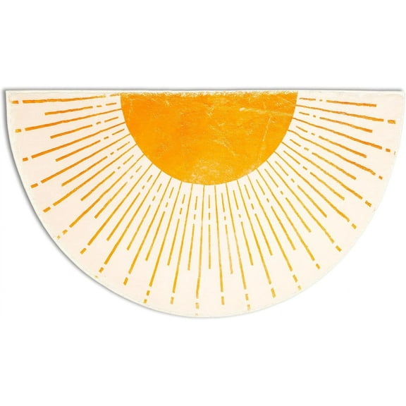 Boho Sun Sunrise Sunshine Half Round Door Mat Bath Mat Bohemian Mid Century Modern Half Circle Area Rug Indoor Doormat Non Slip Bathroom Rugs Entrance Floor Mats Home Decor Rug 30x18 incn