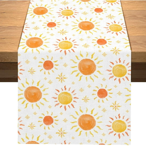 Boho Sun Table Runner First Trip Around The Sun Party Decoration Hippie Sunshine Dining Room Home Kitchen Island Decor 71Inches Long