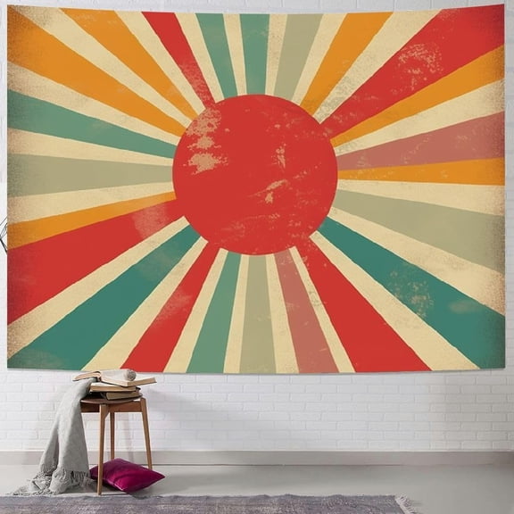 Boho Sun Tapestry Vintage Rainbow Sunrise Sunset Bohemian Aesthetic Minimalist Tapestries Wall Hanging For Room 40x30inch