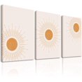 thumbnail image 1 of Boho Sun Wall Art,Mid-Century Modern Wall Art Prints Canvas Paintings, Abstract Line Sun Horizon Nature Illustrations Orange Framed Wall Art, Boho Room Decor for Living Room, Bedroom(12x16x3）, 1 of 6