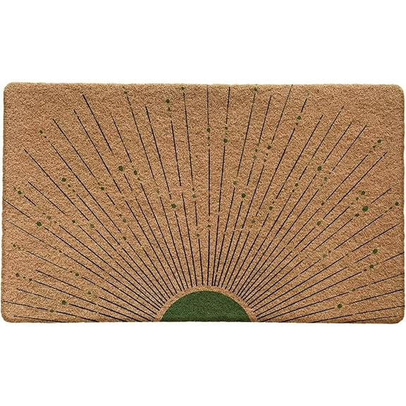 Boho Sun Welcome Door Mat, Mid Century Modern Boho Doormat Front Door Mats Outdoor Entrance, Midcentury Modern Rug, Green Doormat for Entryway, 1624 Inch.