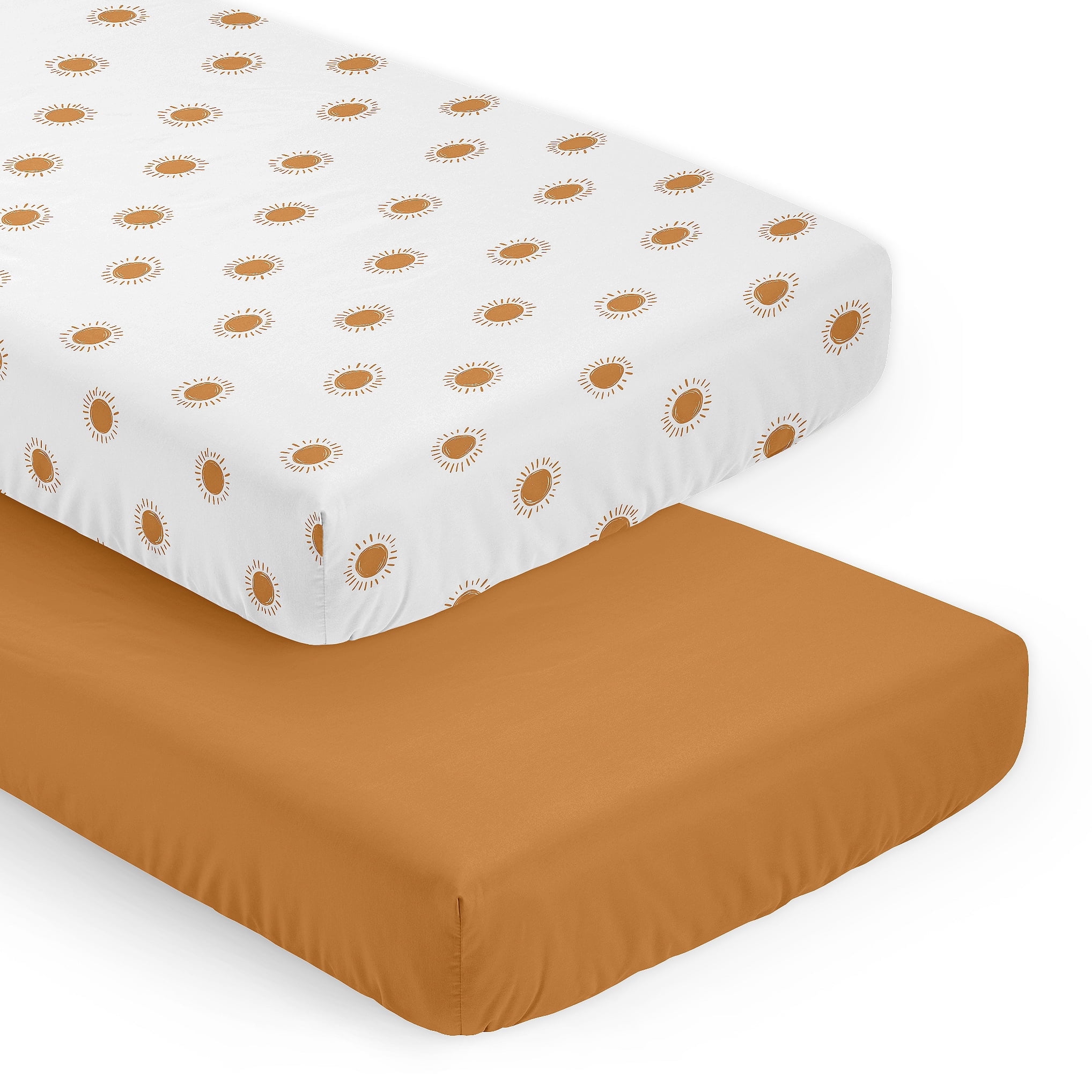 Sweet Jojo Designs Boho Sun Rust Orange and White Fitted Crib Sheets 2 Piece Set