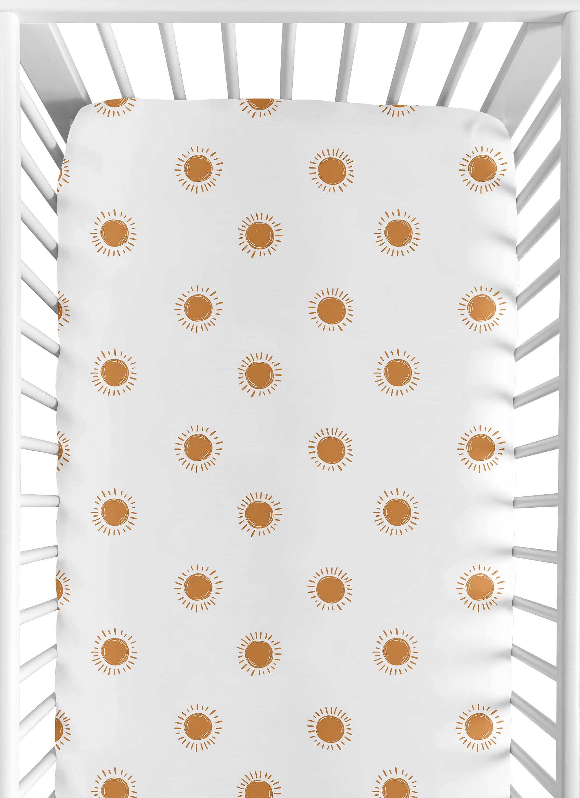 Boho Sun White and Pumpkin Fitted Crib Sheet by Sweet Jojo Designs
