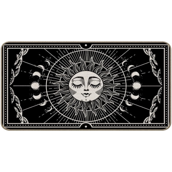 Boho Sun and Moon Door Mat, Celestial Moon Phase Doormat, Gothic Front Door Entrance Rug, Indoor Outdoor, 16 x 24 Inch