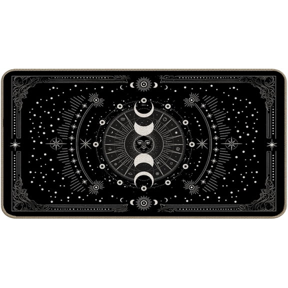 Boho Sun and Moon Door Mat Celestial Moon Phase Entrance Rug Indoor Outdoor 16x24 Inch