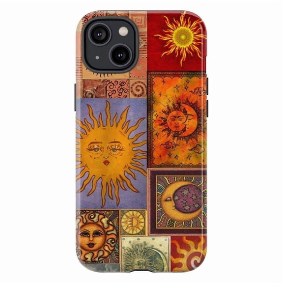 Boho Sun and Moon Phone Case for iPhone 16/15/14/13/12/11 Pro, Pro Max, Mini, Plus – Vintage Celestial Aesthetic Phone Cover