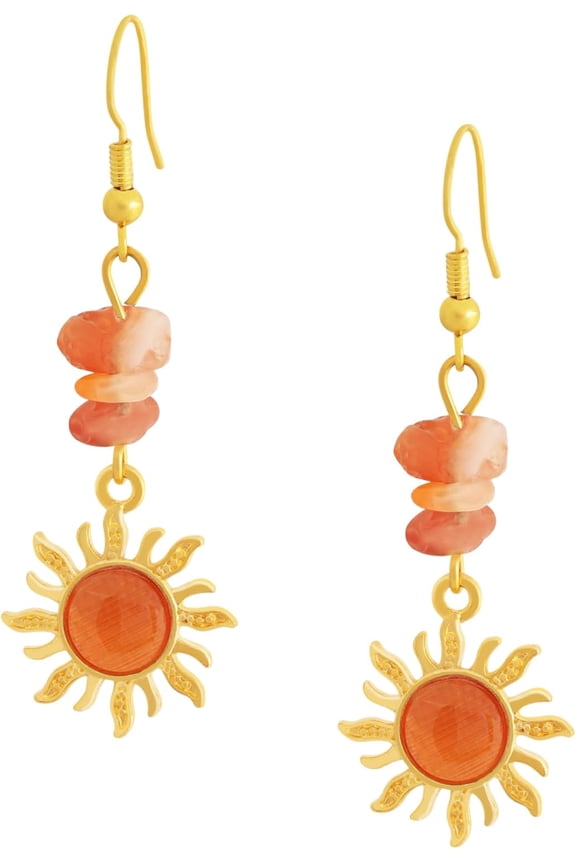 Boho Sunburst Earrings – Hippie Chic with Natural Stone Magic, Jewelry Gift for Women