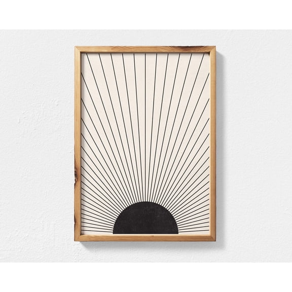Boho Sunburst Wall Art, Abstract Sun Mid Century Modern Art, Geometric Sunrise Print, Bohemian Wall Art Sun Burst Home Decor #68, Unframed Poster Size 8x12