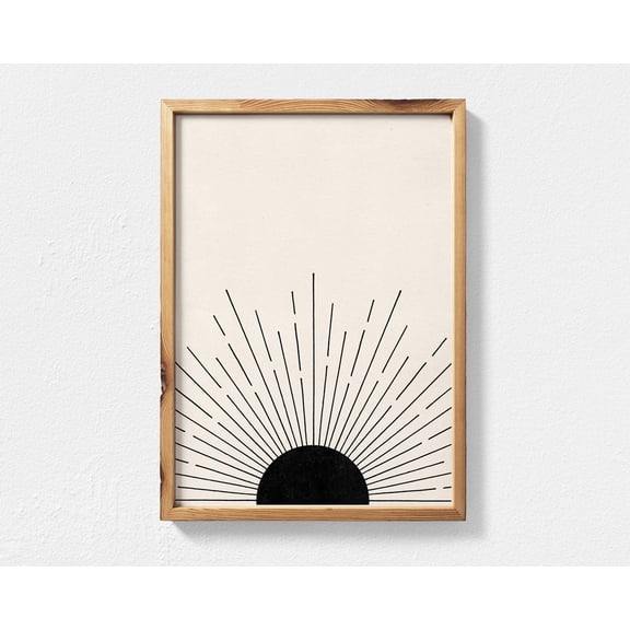 Boho Sunburst Wall Art, Abstract Sun Mid Century Modern Art, Geometric Sunrise Print, Boho Decor Wall Art Sun Burst Home Decor #4020, Unframed Poster Size 8x12