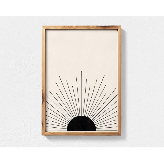 Boho Sunburst Wall Art Print, Abstract Sun Mid Century Modern ...