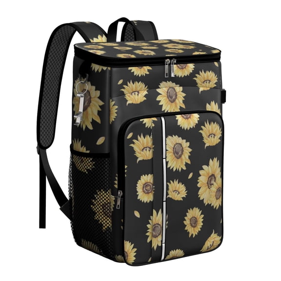 Boho Sunflower Aesthetic Cooler Backpack - Insulated 20L Leakproof Lunch Backpack for Outdoor, Travel & Work, Rustic Farmhouse Floral Pattern