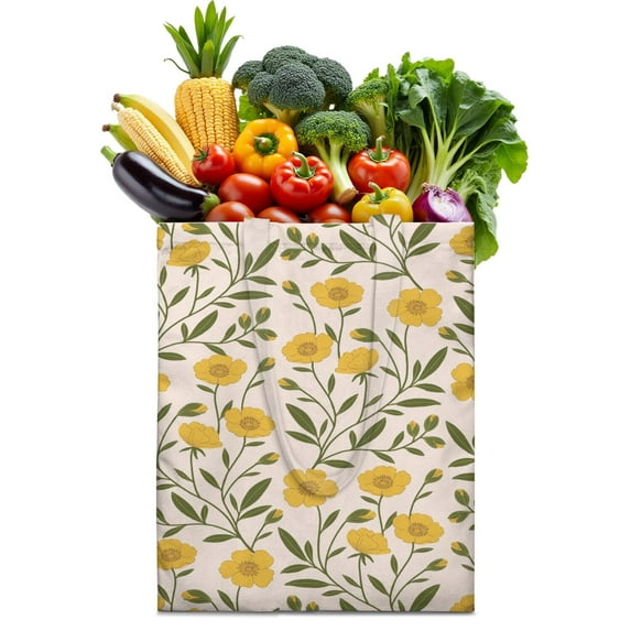 Boho Sunflower Aesthetic Foldable Grocery Bag - Large Capacity & Eco-Friendly Reusable Tote
