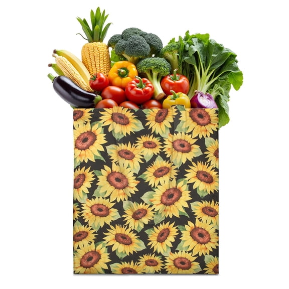 Boho Sunflower Aesthetic Reusable Grocery Bag - Foldable & Large Capacity Tote for Minimalists