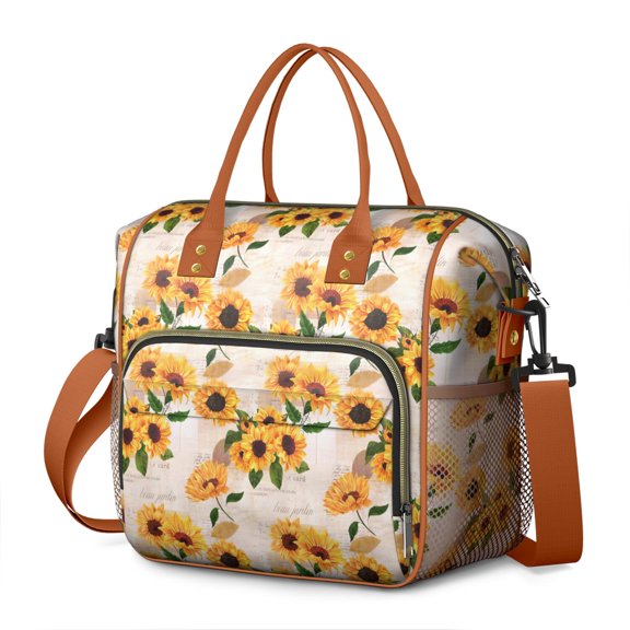 Boho Sunflower Aesthetic Thermal Tote - Large Leakproof Cooler Bag for Beach, Camping & Daily Use