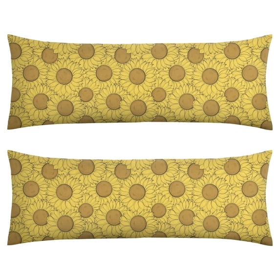 Boho Sunflower Body Pillow Cover – Soft & Breathable, Hidden Zipper, 20"x54", Vintage Floral Print with Butterflies & Bees – Gift for Side Sleepers, Pregnancy, Farmhouse Decor