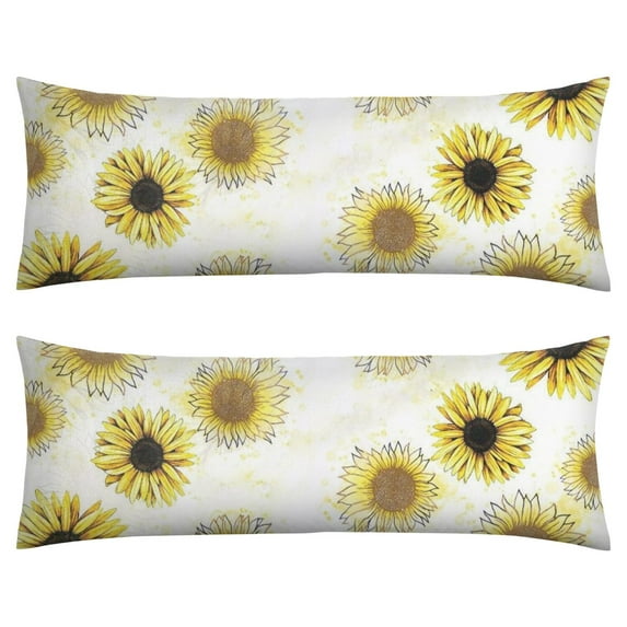 Boho Sunflower Body Pillow Cover – Soft & Breathable, Hidden Zipper, 20"x54", Vintage Floral Print with Butterflies & Bees – Gift for Side Sleepers, Pregnancy, Farmhouse Decor