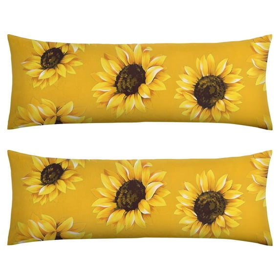 Boho Sunflower Body Pillow Cover – Soft & Breathable, Hidden Zipper, 20"x54", Vintage Floral Print with Butterflies & Bees – Gift for Side Sleepers, Pregnancy, Farmhouse Decor