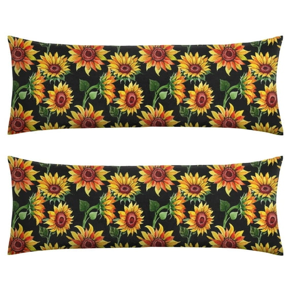 Boho Sunflower Body Pillow Cover – Soft & Breathable, Hidden Zipper, 20"x54", Vintage Floral Print with Butterflies & Bees – Gift for Side Sleepers, Pregnancy, Farmhouse Decor