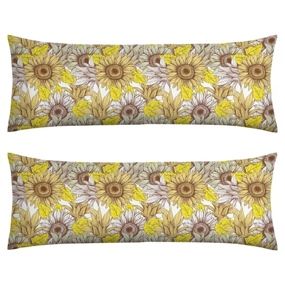 Boho Sunflower Body Pillow Cover – Soft & Breathable, Hidden Zipper, 20"x54", Vintage Floral Print with Butterflies & Bees – Gift for Side Sleepers, Pregnancy, Farmhouse Decor