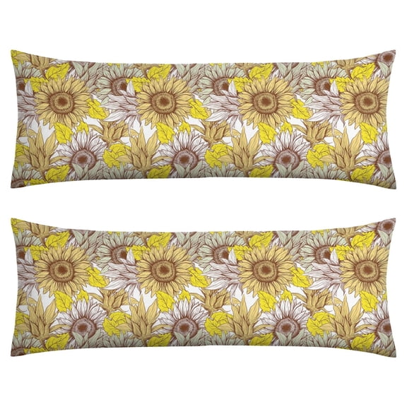 Boho Sunflower Body Pillow Cover – Soft & Breathable, Hidden Zipper, 20"x54", Vintage Floral Print with Butterflies & Bees – Gift for Side Sleepers, Pregnancy, Farmhouse Decor