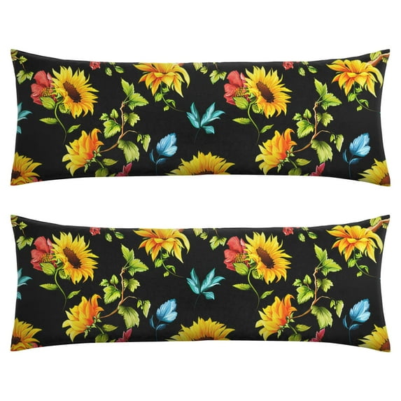 Boho Sunflower Body Pillow Cover – Soft & Breathable, Hidden Zipper, 20"x54", Vintage Floral Print with Butterflies & Bees – Gift for Side Sleepers, Pregnancy, Farmhouse Decor