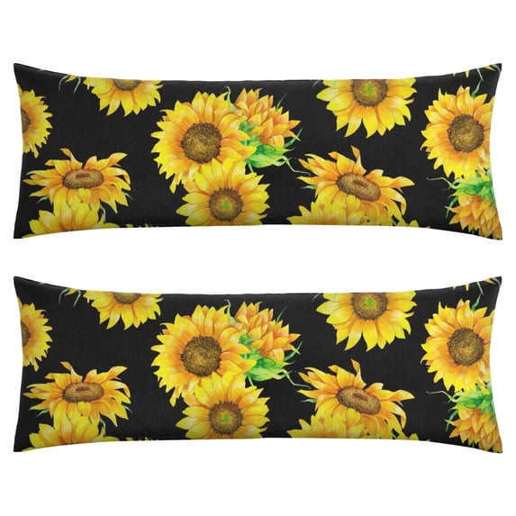 Boho Sunflower Body Pillow Cover – Soft & Breathable, Hidden Zipper, 20"x54", Vintage Floral Print with Butterflies & Bees – Gift for Side Sleepers, Pregnancy, Farmhouse Decor