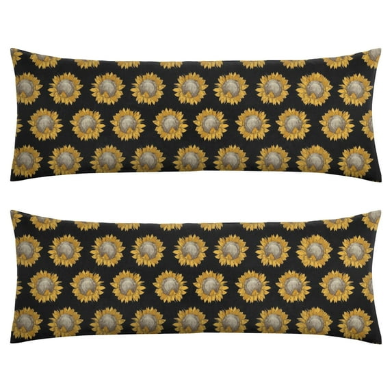 Boho Sunflower Body Pillow Cover – Soft & Breathable, Hidden Zipper, 20"x54", Vintage Floral Print with Butterflies & Bees – Gift for Side Sleepers, Pregnancy, Farmhouse Decor