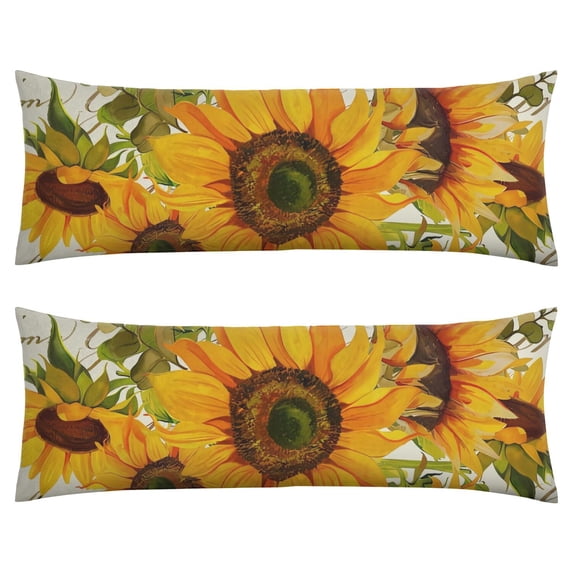Boho Sunflower Body Pillow Cover – Soft & Breathable, Hidden Zipper, 20"x54", Vintage Floral Print with Butterflies & Bees – Gift for Side Sleepers, Pregnancy, Farmhouse Decor