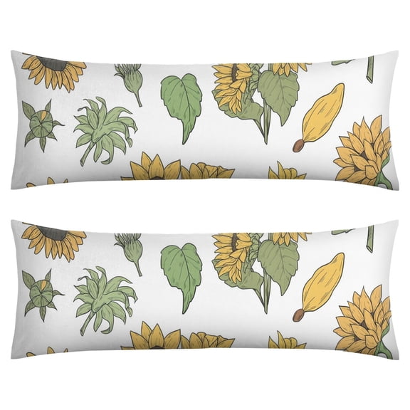 Boho Sunflower Body Pillow Cover – Soft & Breathable, Hidden Zipper, 20"x54", Vintage Floral Print with Butterflies & Bees – Gift for Side Sleepers, Pregnancy, Farmhouse Decor