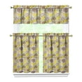 thumbnail image 1 of Boho Sunflower Kitchen Curtains Set - 3 PC Floral Tier & Valance, Rustic Farmhouse Window Treatment, Yellow Retro Sunflower Graphic, Rod Pocket Short Curtains, 1 of 5