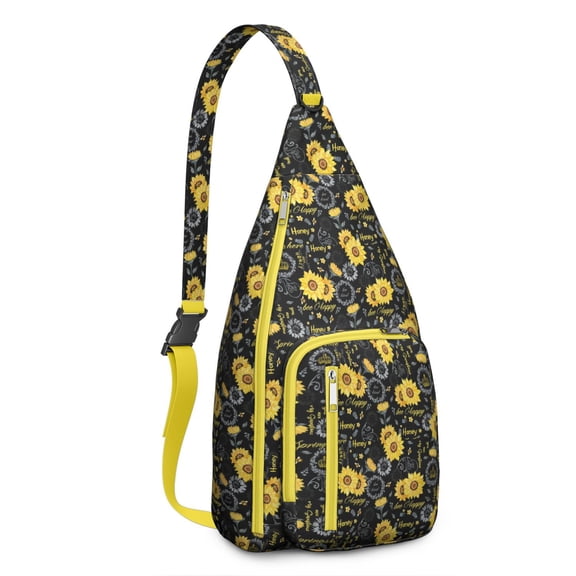 Boho Sunflower Sling Backpack – Rustic Country Floral Watercolor Daypack with Vintage Wildflower & Farmhouse Aesthetic, Lightweight Crossbody Bag for Women & Outdoor Lovers