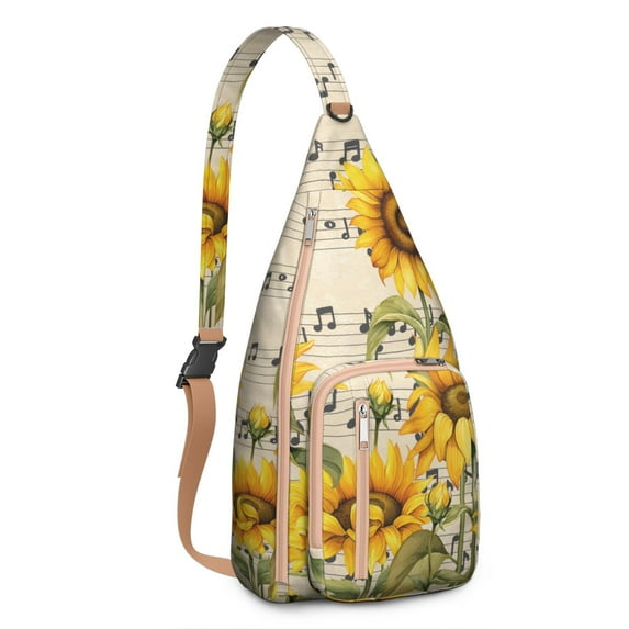 Boho Sunflower Sling Backpack – Rustic Country Floral Watercolor Daypack with Vintage Wildflower & Farmhouse Aesthetic, Lightweight Crossbody Bag for Women & Outdoor Lovers