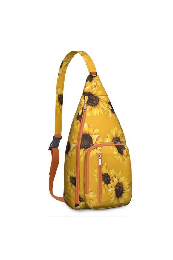 Boho Sunflower Sling Backpack – Rustic Country Floral Watercolor Daypack with Vintage Wildflower & Farmhouse Aesthetic, Lightweight Crossbody Bag for Women & Outdoor Lovers