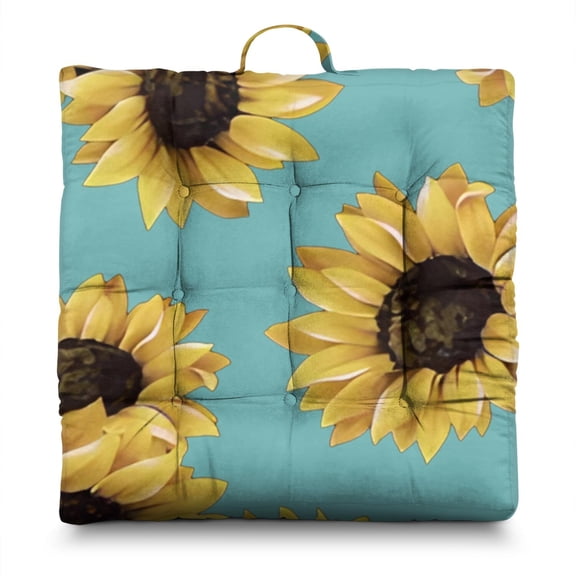 Boho Sunflower and Wildflowers Floor Pillow - Multipurpose Seat Pad for Small Spaces & Apartments