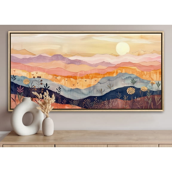 Boho Sunrise Mountain Poster Minimalist Rolling Hills Artwork For Luxury Home Art Perfect Above Bed Decor Or Hallway Wall Art , Poster Print Only