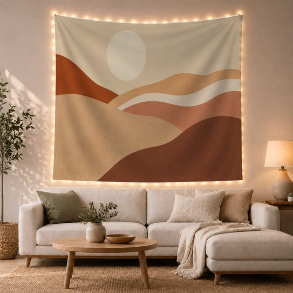 Boho Sunset Hills with Desert Mountain Upper Pale, Serene Boho for Boho Decor Lovers, Desert Sunset Wall Art, Graduation Gift, Tapestry Wall Hanging for Bedroom and Dorm