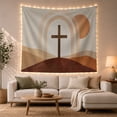 thumbnail image 1 of Boho Sunset Hills with Latin Cross Atop Gently, Serene Boho for Boho Decor Lovers, Desert Sunset Wall Art, Graduation Gift, Tapestry Wall Hanging for Bedroom, Living Room and Dorm, 1 of 7
