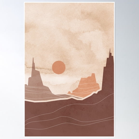Boho Sunset Mountain Poster Wall Art, Modern Wall Decor, 8x12 UNFRAMED