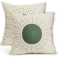 thumbnail image 1 of Boho Sunshine Sun Pillow Covers 16X16 Inch Set of 2 Green Boho Sunrise Sunset Decorative Pillow Cases Bohemian Modern Art Cotton Linen Cushion Case Abstract Home Decor For Sofa Couch Porch Outdoor, 1 of 6