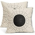 thumbnail image 1 of Boho Sunshine Sun Pillow Covers 20X20 Inch Set of 2 Black Boho Sunrise Sunset Decorative Pillow Cases Bohemian Modern Art Linen Cushion Case Abstract Home Decor For Sofa Couch Porch Outdoor, 1 of 6