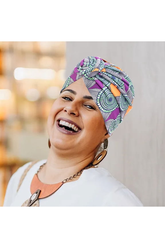 Boho Swirl Knotted Headscarf Fashion Hat Handmade Floral Turban African Hair Accessory for Women