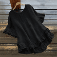 thumbnail image 1 of Boho T Shirts for Women Summer Basic Ruffle Loose Dressy Casual Tops Ruffle Sleeve Crew Neck Outfits Going Out Blouses, 1 of 3