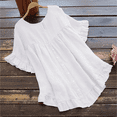 thumbnail image 1 of Boho T Shirts for Women Summer Basic Ruffle Loose Dressy Casual Tops Ruffle Sleeve Crew Neck Outfits Going Out Blouses, 1 of 3