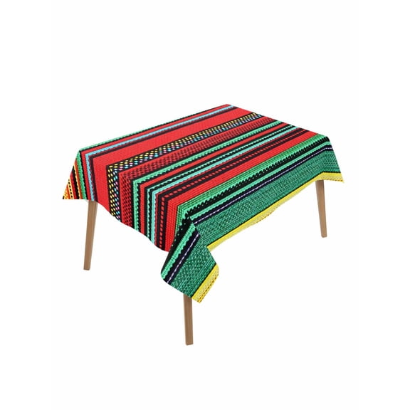 Boho Table Cloth 60x84 Inch Rectangle, Bohemian Colorful Stripes Retro Abstract Rainbow Waterproof Tablecloth Washable Table Cover for Party Picnic Dinner Decor