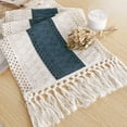 thumbnail image 1 of Boho Table Decor 48 Inch Cream & Blue Macrame Runner with Tassels for Boho Dining & Bedroom Decor Rustic Bridal Shower (12x48 Inches), 1 of 14