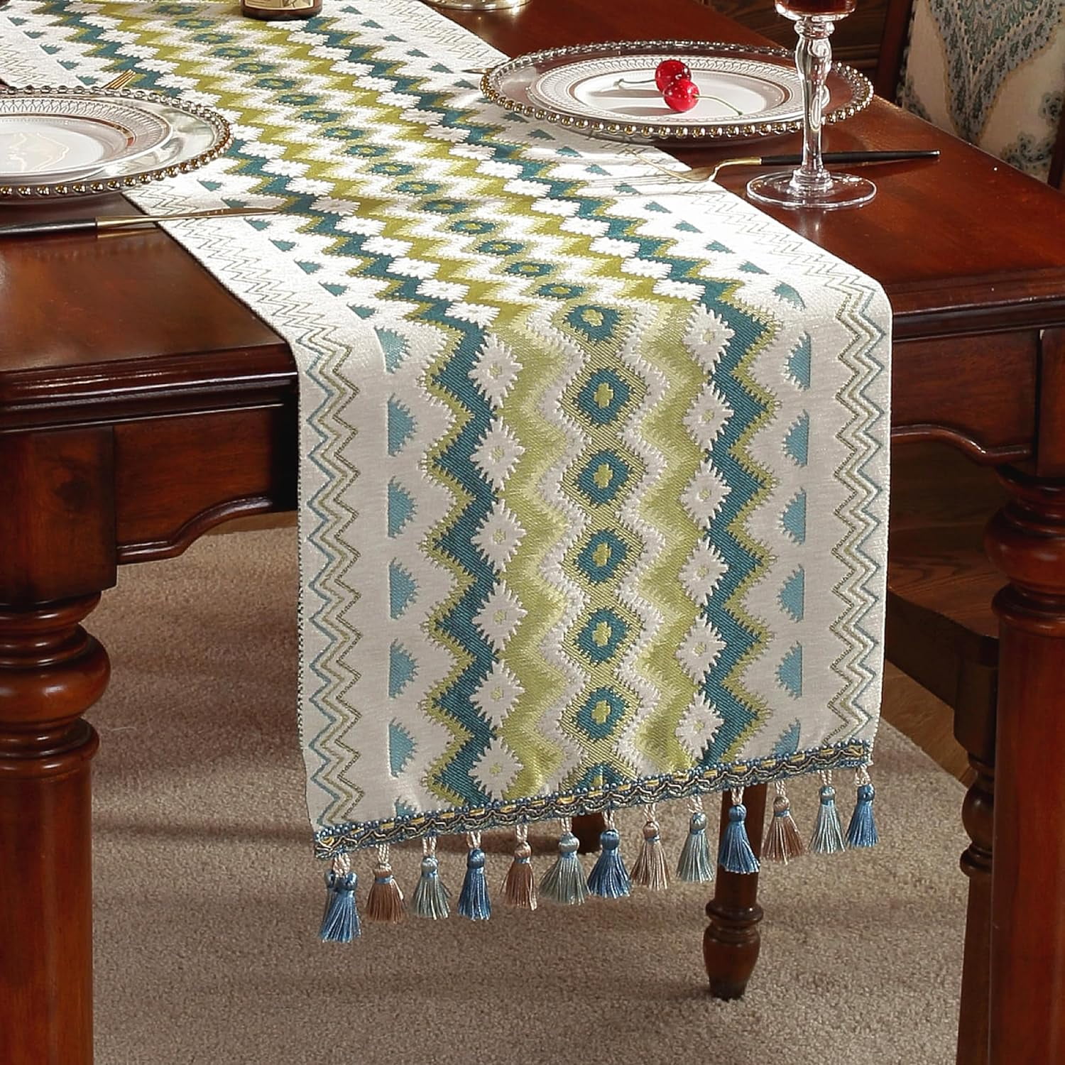 Boho Table Runner, 13x94 Inchs Long Farmhouse Rustic Table Runners ...
